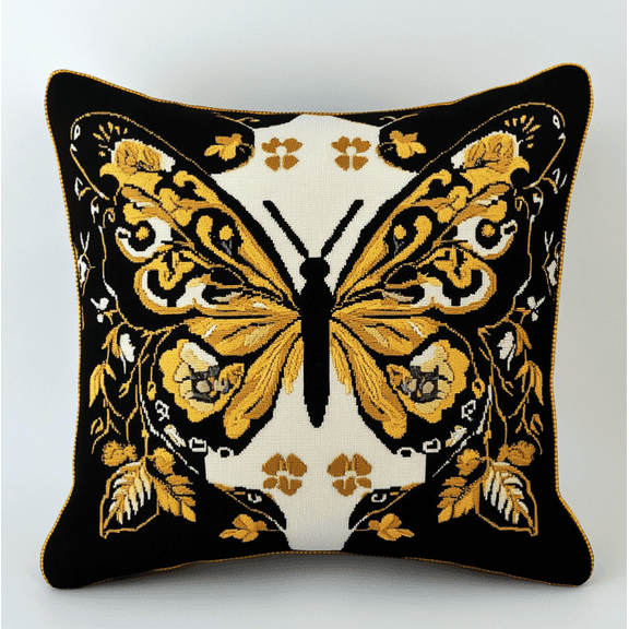 Embroidery Pillow Cases Beautiful butterfly Stitch Pillows Stamped Embroidery Kit Needlepoint Kits 18x18in