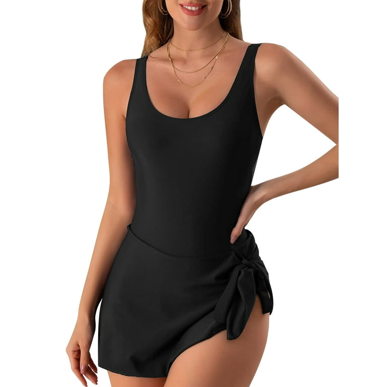 One Piece Swimdress Swimsuits for Women Tummy Control Swim Dresses Skirt  Bathing Suit 