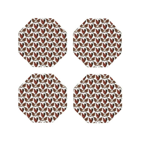 

Fuzoiu A Rooster With Chickens Print Leather Coasters Set Drink Coasters Set of 4 for Tabletop Protection Durable PVC Coasters Home Décor and Housewarming Gift-Octagon