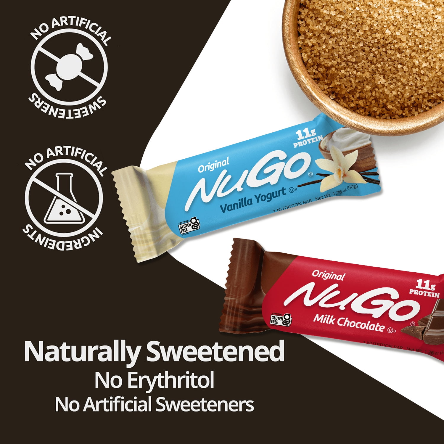 NuGo Original Protein Bar, Churro, 11g Protein, Gluten Free, 15 Count