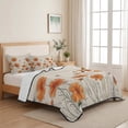 thumbnail image 5 of Full Quilt Set 78''x90'', Orange Spring Floral Lightweight Summer Bedspread Coverlet Set with 2 Pillow Shams, Summer Botanical Rustic Daisy Breathable All Season Quilt Bedding for Bedroom/Guest Room, 5 of 9