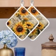 thumbnail image 2 of Yellow Sunflower Pot Holders for Kitchen Heatproof Potholder, 3 Pack Watercolor Retro Floral Plant Leaf Hot Pads Multipurpose Oven Pads Cloth Potholders Trivet for Cooking Baking, 2 of 8