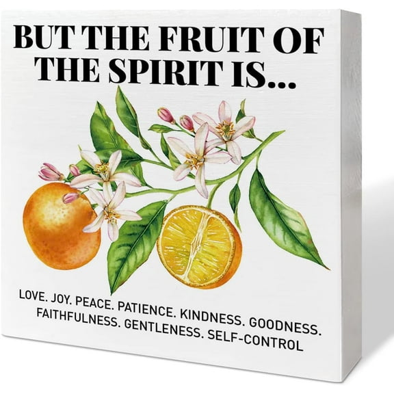 Farmhouse Kitchen Table Decor Wooden Box Sign, Orange Kitchen Decor For Counter Summer Dining Room Table Cabinet Decoration, Kitchen Gifts For Mom Women Men, The Fruit Of Spirit