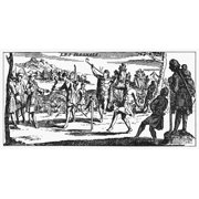 Peace Pipe, 1705. /Nillinois Native Americans Presenting A Peace Pipe To French Explorers. Detail From Nicholas De Fer'S 'Map Of America,' 1705. Poster Print by Granger Collection