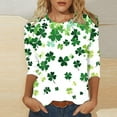 thumbnail image 2 of St. Patrick's Day Sweatshirt Womens Funny Shamrock Clover Long Sleeve Irish Letter Spring Graphic Pullover, 2 of 5