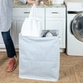 thumbnail image 4 of Household Essentials Rectangular Double Sorter with Handles, Blue and White Stripe, 4 of 9