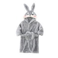 thumbnail image 1 of ZACPNCV Boys Fleece Robe Girls Hooded Bathrobe Toddlers Soft Fuzzy Robe for Kids Gray 3-4 Years, 1 of 7