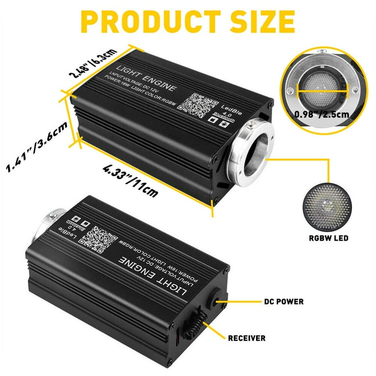 AUXITO 500pc Fiber Optic RGB Star Light Kit, Car Roof Headliner