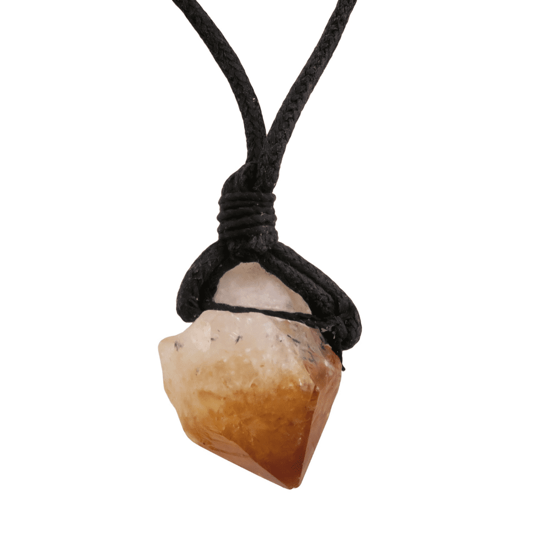 Rough Gemstone Leather Cord Necklace - Adjustable (Amethyst, Black Tourmaline, Citrine, Selenite Chakra)
