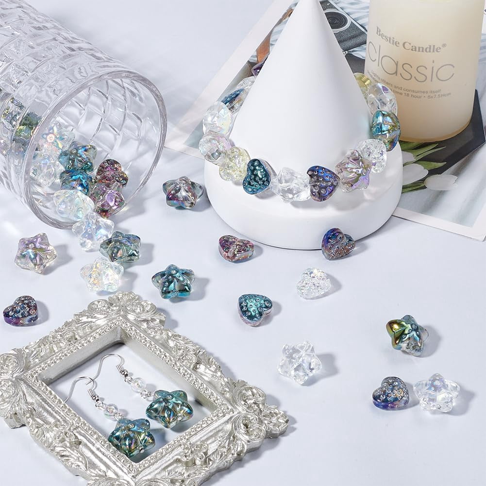 1set 120pcs 10 styles Electroplate Transparent Glass Beads sets Mixed color 15~16.5x13~17.5mm Hole: 1.2~1.4mm 12pcs/style