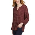 thumbnail image 2 of Wrangler Womens Blouse Plaid 3/4 Sleeves Lightweight Elastic Cuffs 1815407, 2 of 7