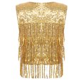 thumbnail image 3 of DPOIS Womens Sequin Fringe Sleeveless Vest Sparkly Waistcoat Jacket Gold XXL, 3 of 7