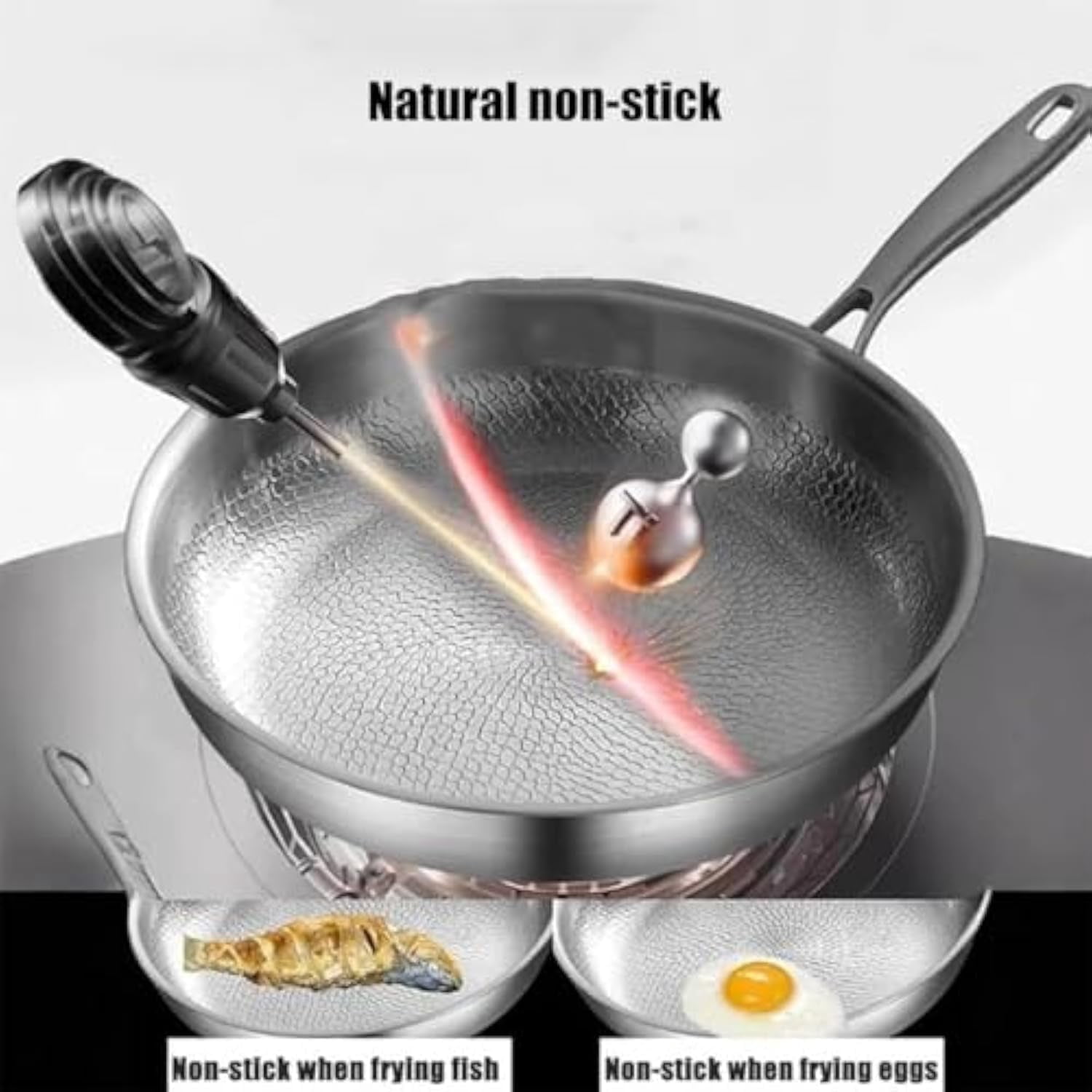 2025 New Titanium Pan, Pure Titanium Pro Frying Pan with Lid, Hammered Non Stick Fry Pan - Fast & Even Heating, Oven-Safe Up to 750°F, Dishwasher Safe, for Every Cooktop (With Lid,11.8in)