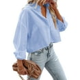 thumbnail image 4 of Sherrylily Womens Button Down Cropped Crop Tops Lapel Shirt with Chest Pocket, 4 of 5