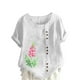 thumbnail image 1 of Vestidos Casuales Para Mujer, Blusas De Mujer De Moda Blusa informal de lino con cuello redondo y manga corta con botones para mujer, talla grande, estampada, 1 of 4