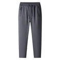 thumbnail image 4 of OSOLU Solid Color Loose Sweatpants Summer Fall Men's Straight Long Pants Casual Sports Fitness Ankle Length Pants Trousers Fashionable Classic Leisure Bottoms, 4 of 5