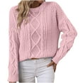 thumbnail image 3 of Fartey Women's Oversized Cable Knit Crewneck Sweaters Fall Winter Chunky Pullover Tops Loose Casual Solid Color Long Sleeve Sweater Pink XL, 3 of 9