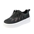 thumbnail image 3 of YOUYEDIAN Platform Shoes for Women Fashion Deco Comfy Casual Round Toe Flats Versatile Lace-up Walking Shoes, 3 of 5