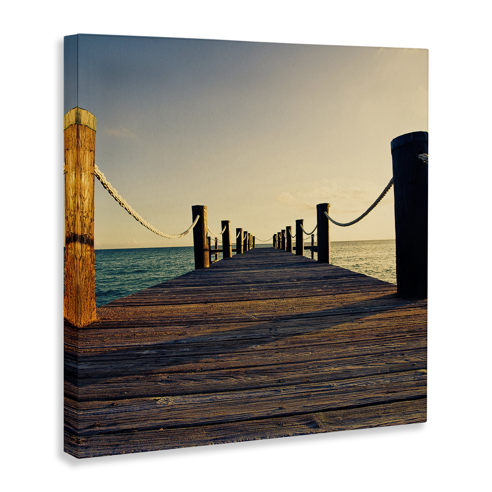 Stupell Industries Coastal Beach Dock Nautical & Beach Photography Wrapped Canvas Art Print Wall Art, 36 x 36