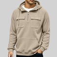 thumbnail image 2 of Hngshg Men's Hooded Sweatshirts Big and Tall Long Sleeve Quarter Zip Tops Textured Drawstring Pullover Hoodies, 2 of 7