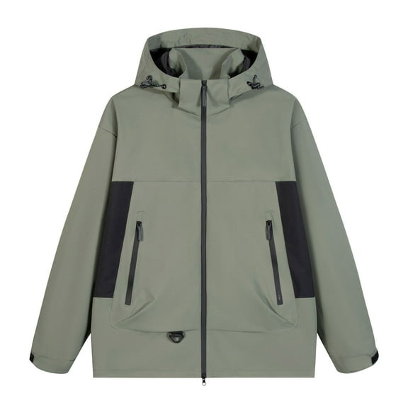 Men's Hooded Waterproof Windbreaker Lightweight Raincoat with Hood Full Zip Outdoor Hiking Pockets Jacket Men (Green 3XL)