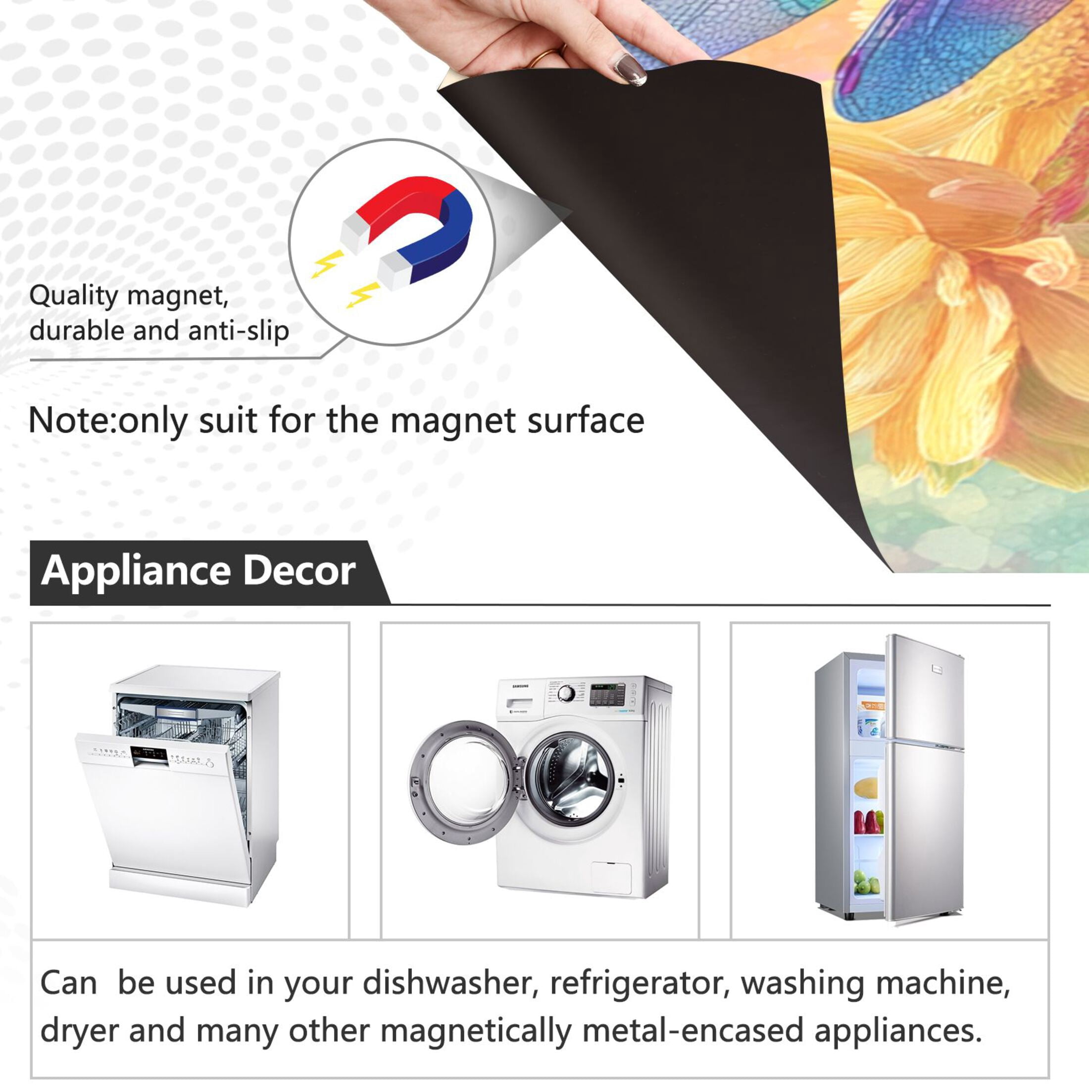 23"x26" Dishwasher Magnetic Refrigerator Magnet Cover Sticker Home Decorative Summer Dragonfly Blooms Print
