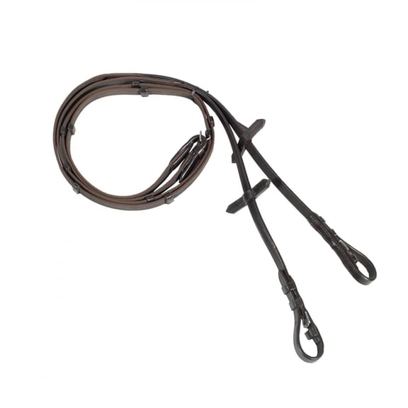 HORZE Slender Intertwined Reins - Brown - Horse