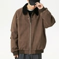 thumbnail image 4 of Maoxin Men's Coats Men's Vintage Motorcycle Corduroy Solid Color Zipper Pocket Long Sleeved Casual Jacket Coffee 2XL, 4 of 6