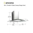 thumbnail image 5 of Ancona Tornado II 36 in. Wall Mount Range Hood in Glass and Steel, 5 of 5