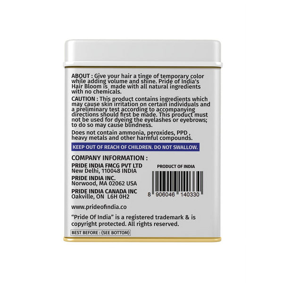 Pride of India Hair Bloom Natural Blue Black Hair Color Powder - 12 ct