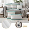thumbnail image 6 of Pack of 2 Outdoor Pillow Covers 20x12 Inch Waterproof Turquoise Beige Stripe Throw Pillow Covers,Decorative Couch Pillow Case Sham Modern Art Horizontal Striped Patio Garden Pillowcases Cushion Cover, 6 of 8