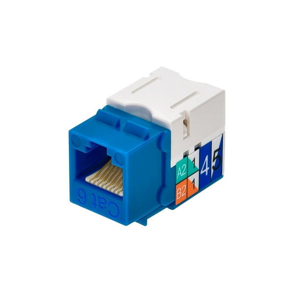 Monoprice Cat6 Punch Down Keystone Jack - Blue | 110 Type IDC, 90 Degree Connection