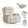 thumbnail image 3 of Recliner Chair with Massage and Heat, 360° Swivel Oversized Recliner Single Sofa Seat, Adult Rocking Chair Reclining Sofa with Cup Holder and Pockets for Living Room, 3 of 7