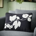 thumbnail image 2 of Beautiful Boucle Embroidered Chenille Floral Decorative Pillow by Drew Barrymore, 14" x 20", Black/White, 2 of 9