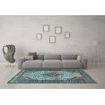 thumbnail image 3 of Ahgly Company Indoor Rectangle Medallion Light Blue Traditional Area Rugs, 6' x 9', 3 of 4