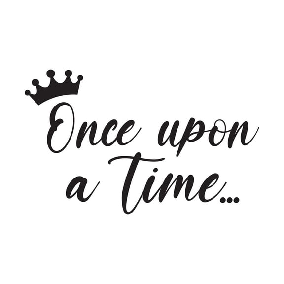 Girls Once Upon A Time Adorable Quote Wall Decal Decoration Cute Little Tiara Princess Crown Girls Room Lasts Years and Easily Removable - Size: 10 In(W) x 6 In(H)