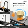 thumbnail image 5 of COZY 30″×22″ Stainless Steel Single Bowl Kitchen Sink, Black Waterfall Workstation with Flying-Rain Faucet, Cutting Board, 1 Count, SS-BL05-302208, 5 of 12