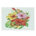 thumbnail image 1 of Hawaiian Cutting Board, Bouquet of Colorful Hibiscus Flowers a Butterfly Blooming Plumeria Petals, Decorative Tempered Glass Cutting and Serving Board, Large Size, Multicolor, by Ambesonne, 1 of 1