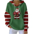 thumbnail image 3 of Feancey Santa Claus Graphic Hoodie for Women Ribbed Knit Long Sleeve Hooded Sweatshirts Drawstring Casual Lightweight Sweatshirt with Pocket Green M, 3 of 6