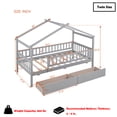 thumbnail image 6 of Bellemave Twin Size House Bed with Storage Drawers Playhouse Platform Bed Wooden House-shaped Bed Frame with Fence Guardrail (Twin size, Gray), 6 of 13