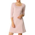 thumbnail image 1 of Allegra K Vestido De Fiesta Acampanado Corte Ajustado Cuello Cuadrado Espalda Abierta Trabajo Negocio Oficina Para Mujeres Rosa M Unique Bargains lápiz, 1 of 6