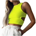thumbnail image 2 of Aobny Ribbed Summer Leisure Women's Tank Tops Basic Yellow Tops Open Back High Neck Crop Juniors Clothes, 2 of 8