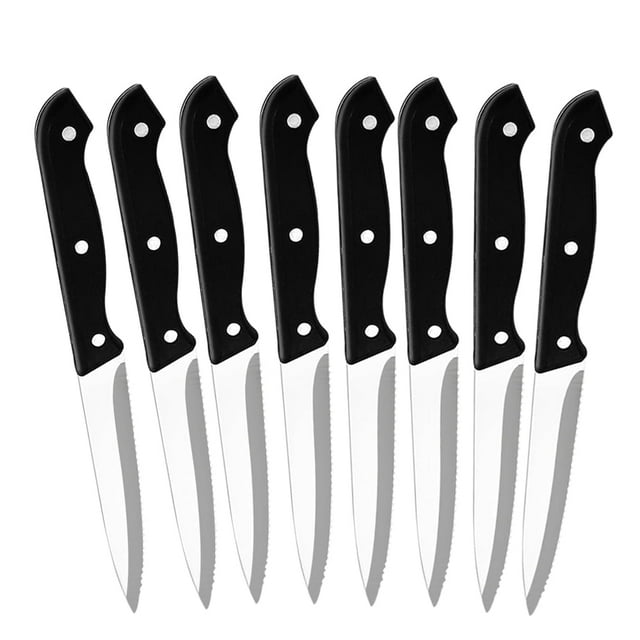 Ensemble de 8 Couteaux à Steak en Acier Inoxydable, Couteau de Table Lavable au Lave-Vaisselle, Couteaux Dentelés Tranchants, Pleine Soie, Triple Rivetage, Ensemble de Couverts de Table
