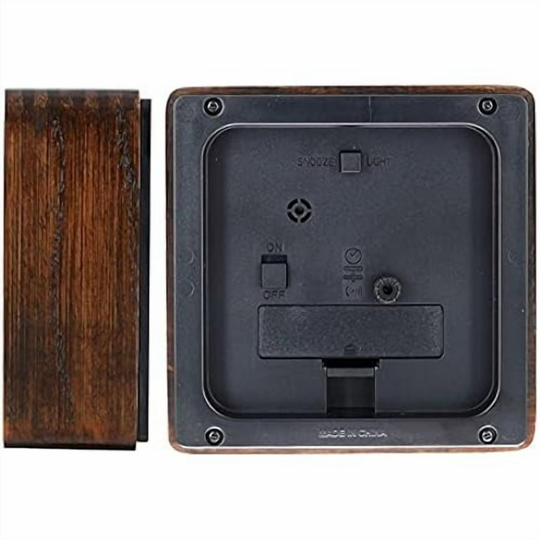 CASIO TQ-121-5JF Analog Table Clock - Dark Brown Wood Frame, Roman Numerals, With Alarm & Light