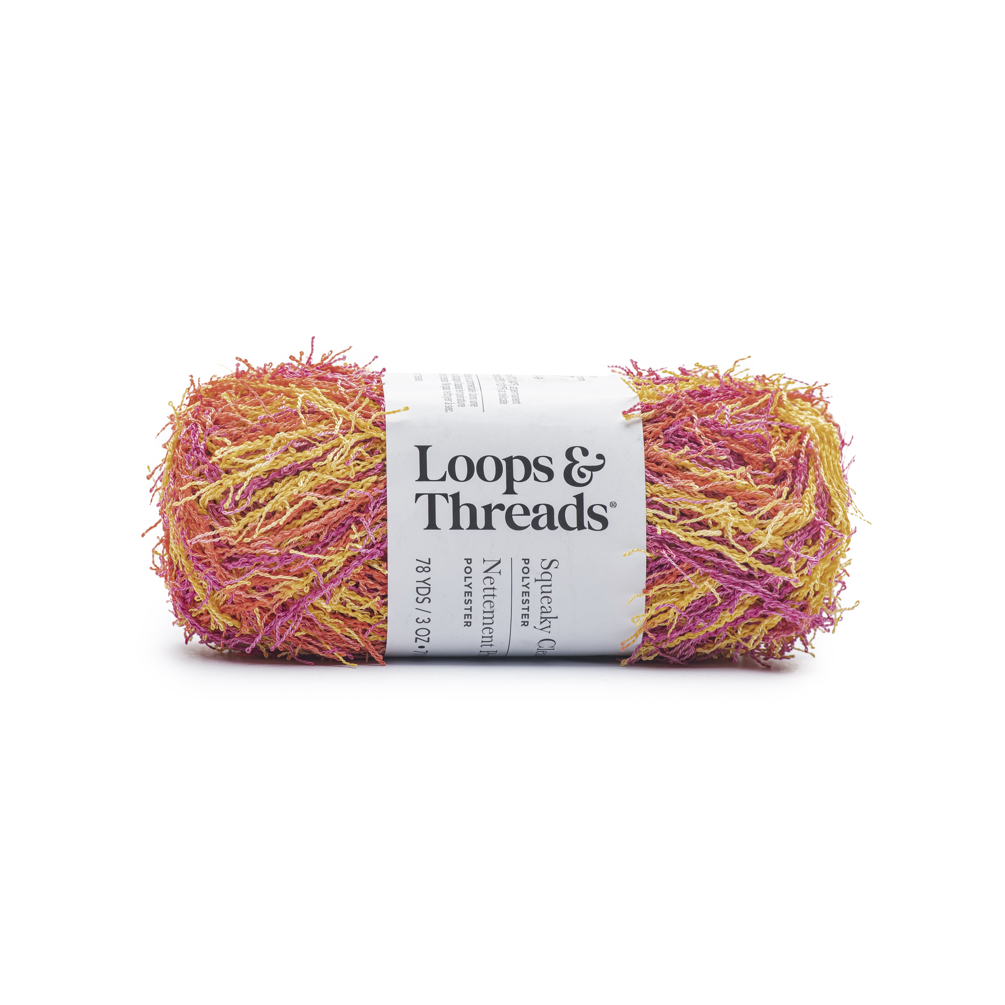 (3 pack) Squeaky Clean Prints Yarn by Loops & Threads - Yarn for Knitting - Crochet - Weaving - and Arts & Crafts - Candy - Polyester - 3 oz