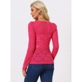 thumbnail image 4 of DARING DIVA Semi Sheer Puff Sleeve Vintage Top M Hot Pink, 4 of 6
