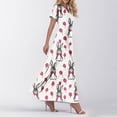 thumbnail image 2 of LWavelet Women's V-Neck Ruffle Sleeve Bunny & Easter Egg Print Maxi Dress for Easter & Casual Outfits Red S, 2 of 4