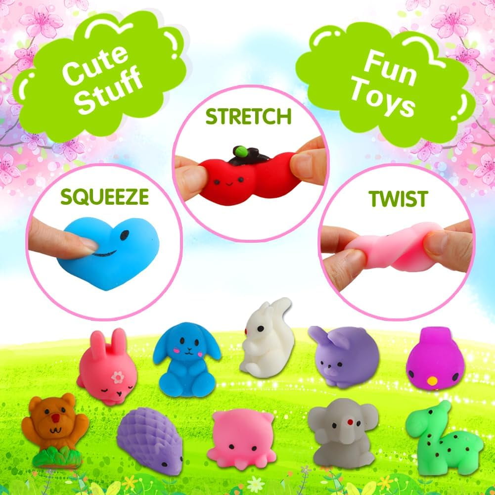 Squishies Toys, Tiny Mochi Squishy Fidget Toys Random Bulk Party Favors Goodie Bag Pinata Stocking Stuffers Classroom Prizes Treasure Box Egg Fillers