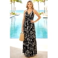 thumbnail image 4 of HAPPY BAY Women's Summer Boho Beach A-Line Maxi Smocked Evening Frill Dress Long Tube Dresses for Women S-M Black, Tropical, 4 of 4