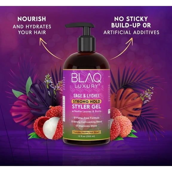 Blaq Luxury Sage & Lychee Strong Hold Styler Gel, 12 Oz